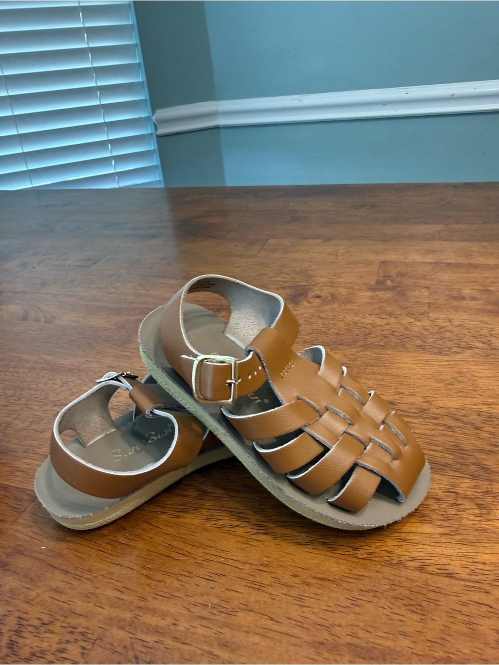 Salt Water Sandals Sun-San Sailor Tan Leather Kids Toddler Fisherman Shoes 8